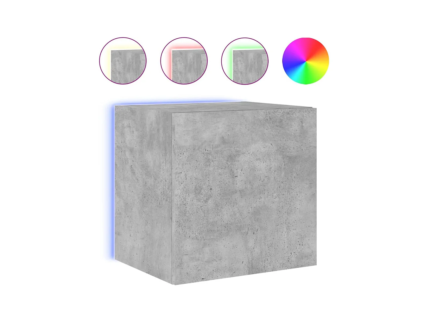 Gerben  Meuble TV mural avec lumières LED gris béton 40,5x35x40 cm