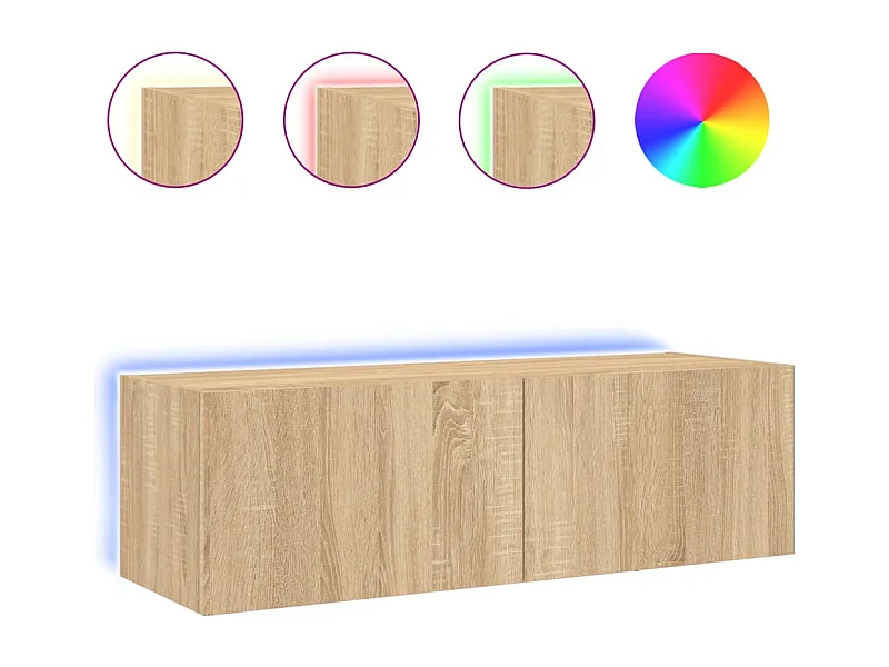 Gerben  Mueble de TV de pared con luces LED roble Sonoma 100x35x31 cm
