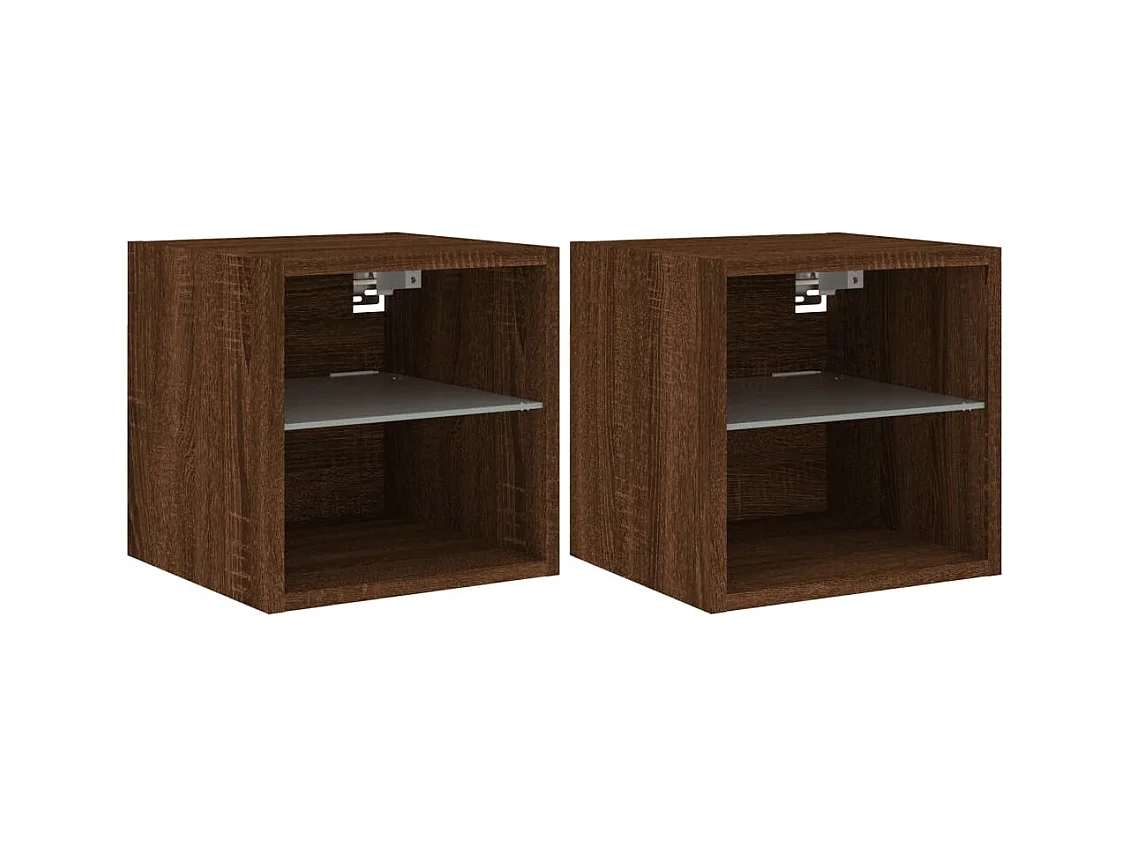Hans  Meubles TV muraux lumières LED 2 pcs chêne marron 30x28,5x30 cm