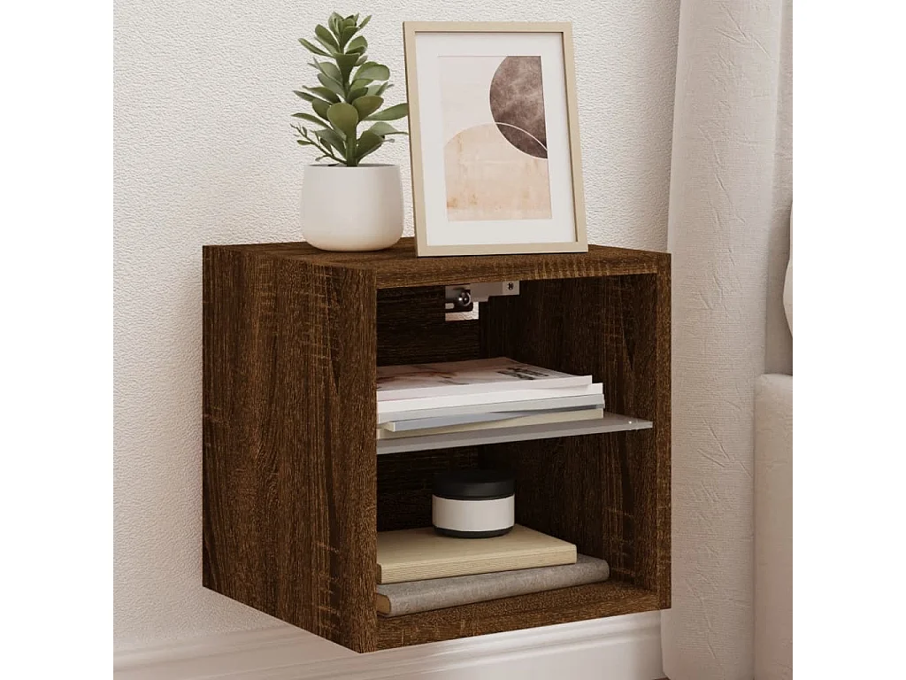 Hans  Tv-wandmeubels met LED 2 st 30x28,5x30 cm bruin eikenkleur