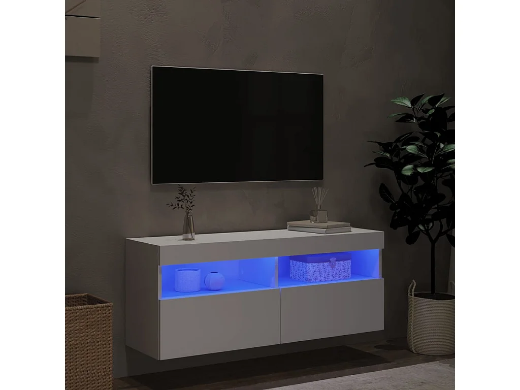 Ølstykke  Tv-wandmeubel met LED-verlichting 100x30x40 cm wit