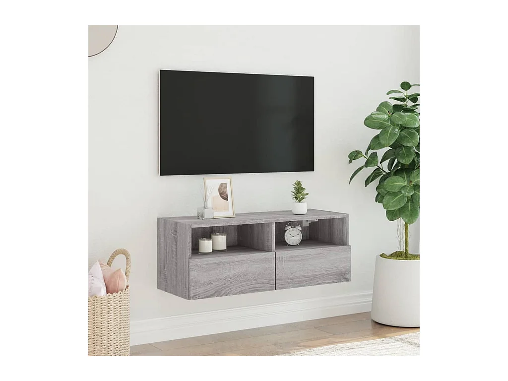 Sil  Meuble TV mural sonoma gris 80x30x30 cm bois d'ingénierie