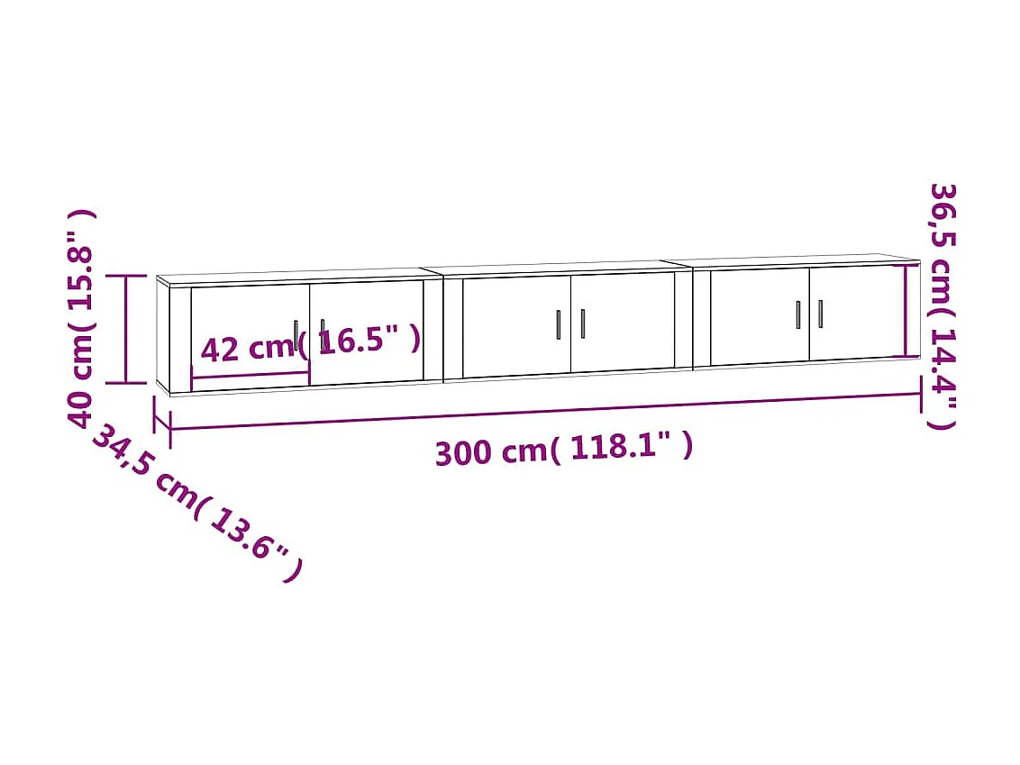 Crofton  Meubles TV muraux 3 pcs chêne sonoma 100x34,5x40 cm