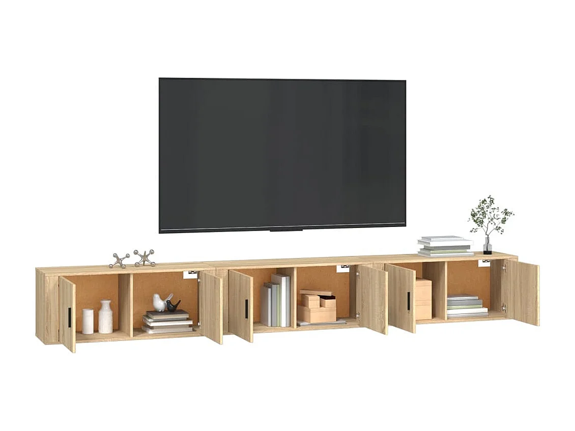 Crofton  Muebles para TV de pared 3 uds roble Sonoma 100x34,5x40 cm