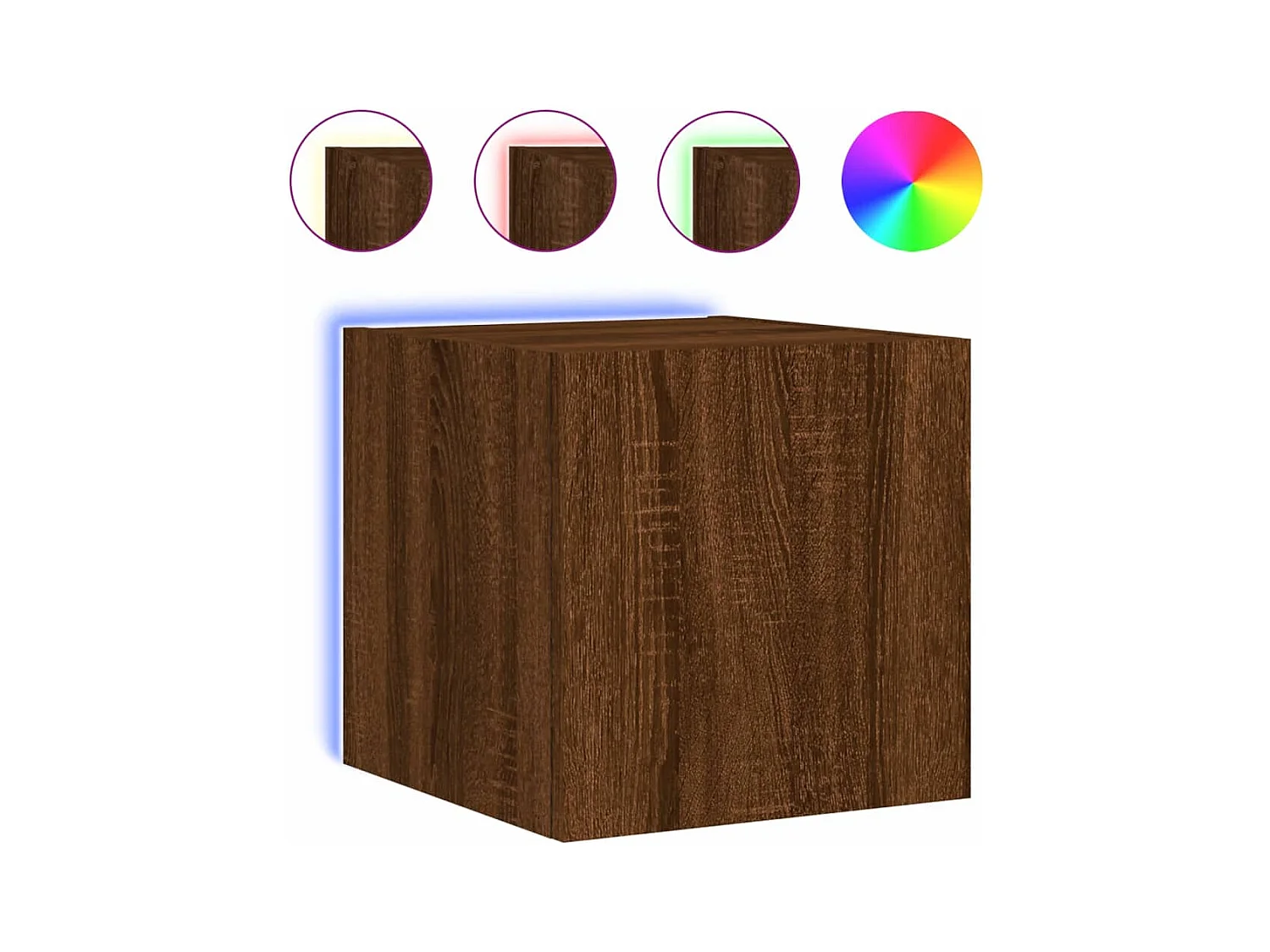 Gerben  Mueble de TV de pared con luces LED roble marrón 30,5x35x30 cm