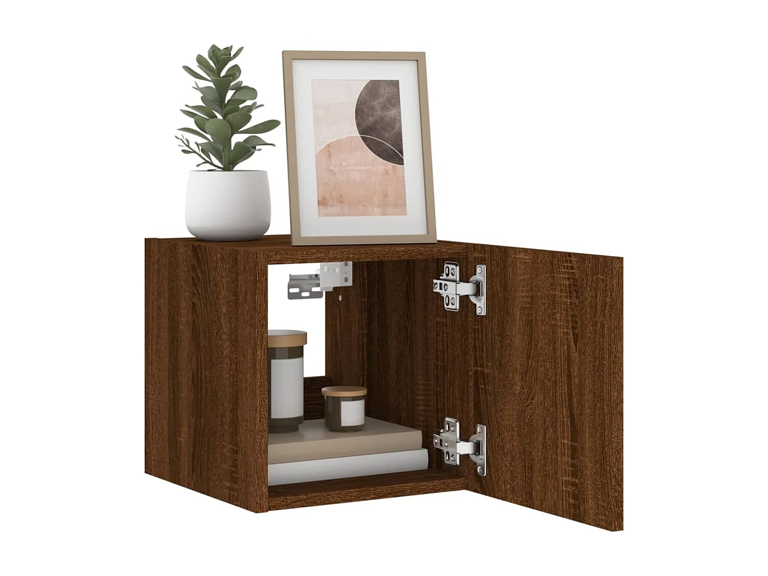 Gerben  Mueble de TV de pared con luces LED roble marrón 30,5x35x30 cm