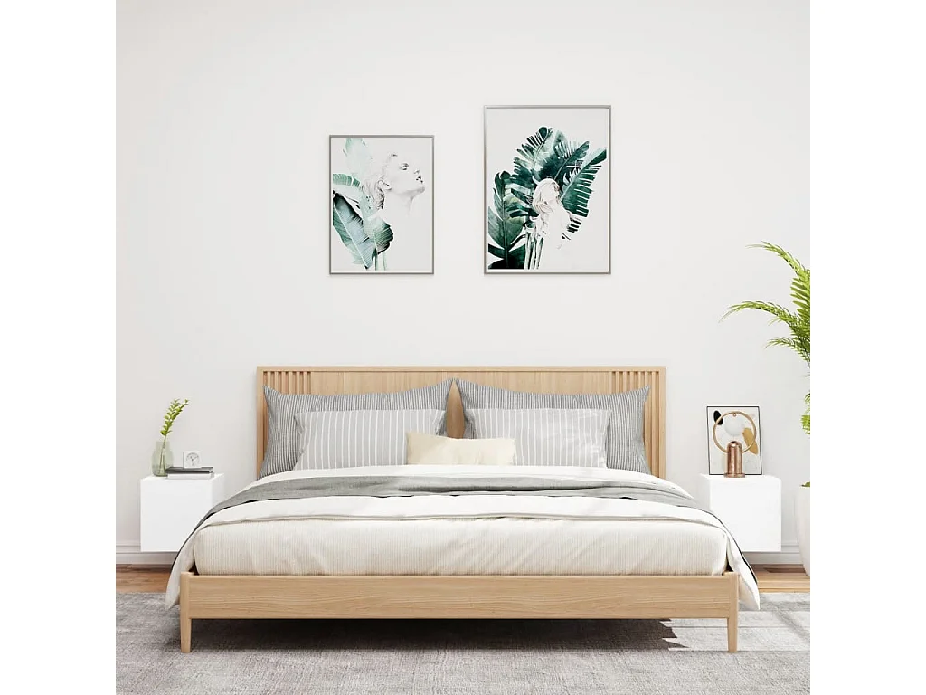 Gerben  Muebles de TV de pared con luces LED 2 uds blanco 30,5x35x30 cm