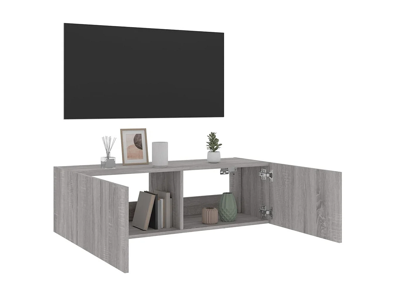 Gerben  Meuble TV mural avec lumières LED sonoma gris 100x35x31 cm