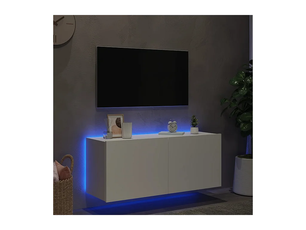 Gerben  Tv-wandmeubel met LED-verlichting 100x35x41 cm wit