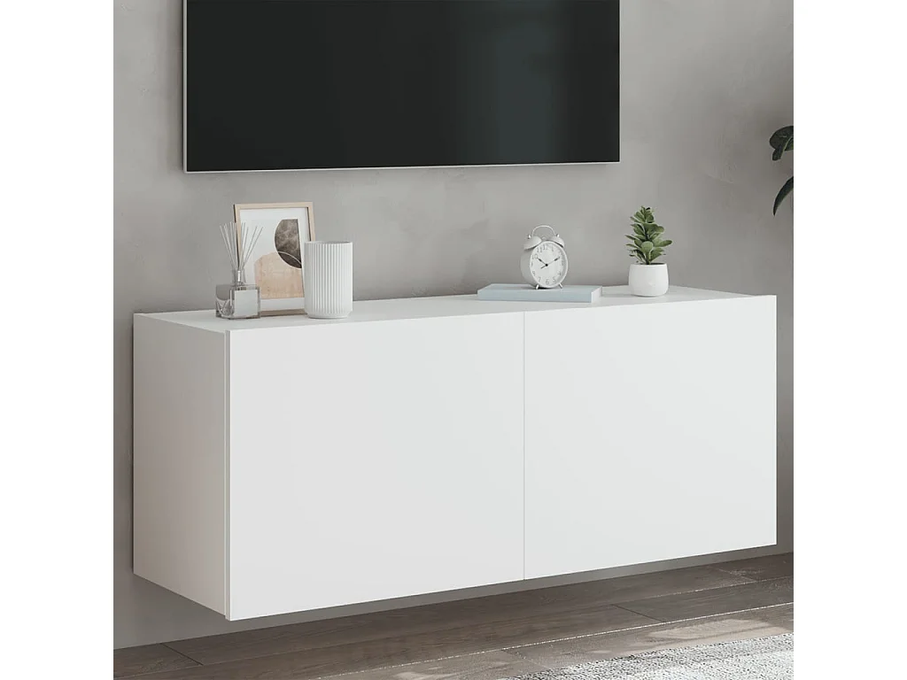 Gerben  Mueble de TV de pared con luces LED blanco 100x35x41 cm