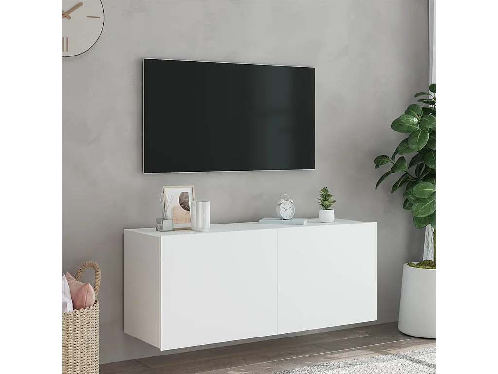 Gerben  Mueble de TV de pared con luces LED blanco 100x35x41 cm
