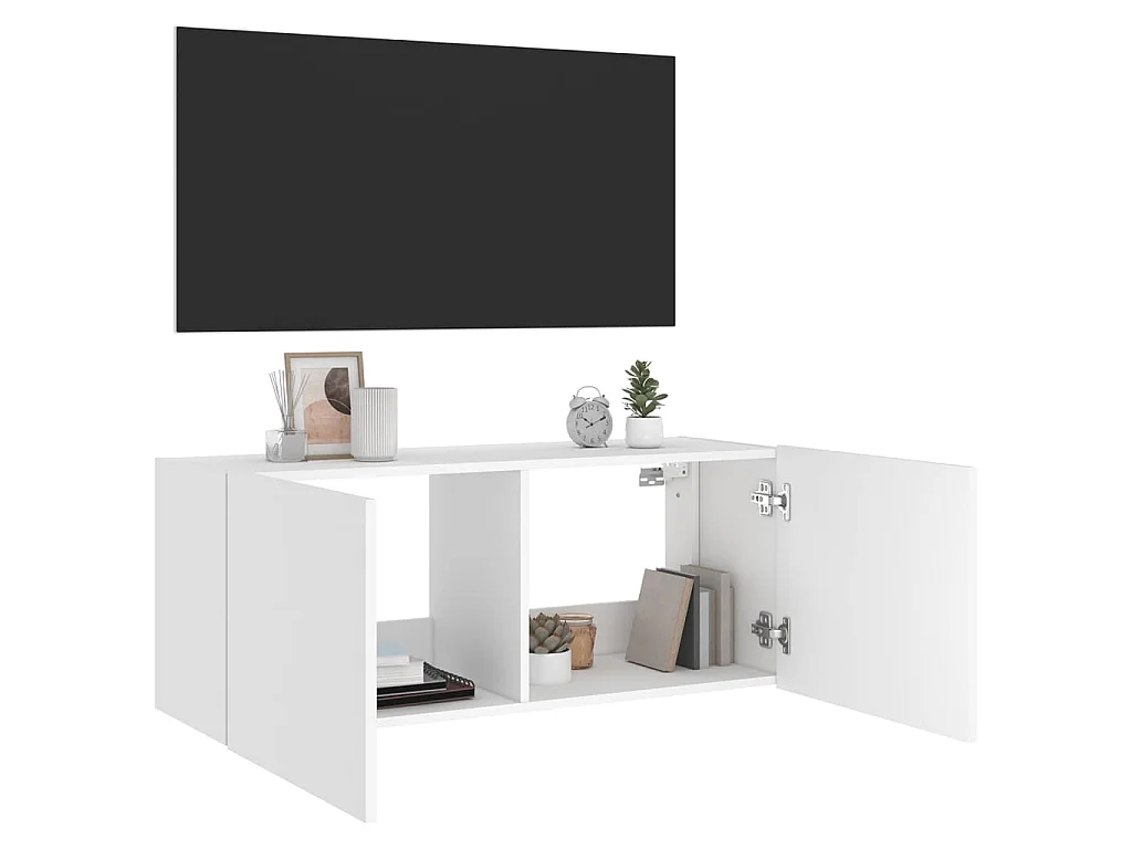Gerben  Mueble de TV de pared con luces LED blanco 100x35x41 cm