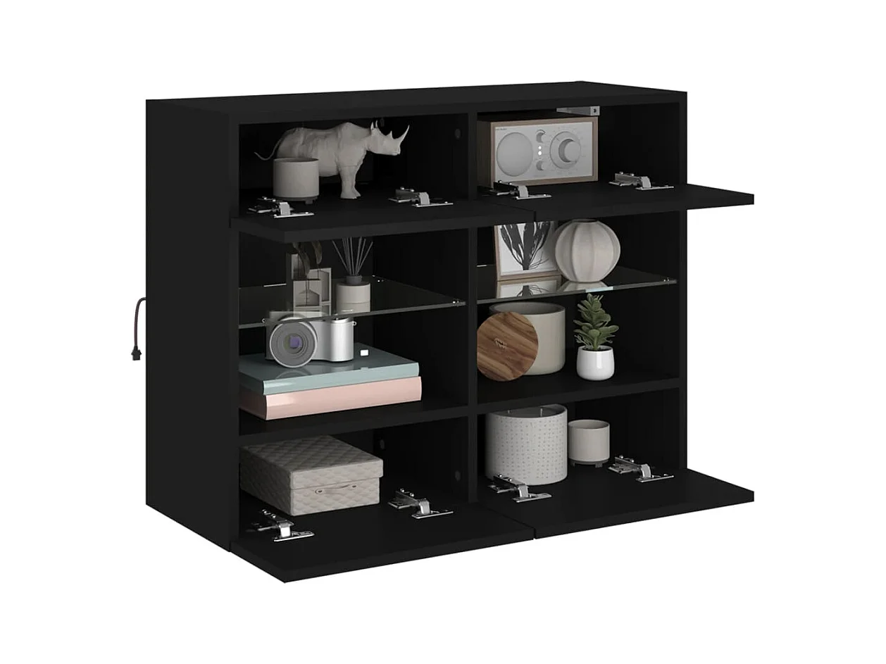 DuBois  Meuble TV mural avec lumières LED noir 78,5x30x60,5 cm