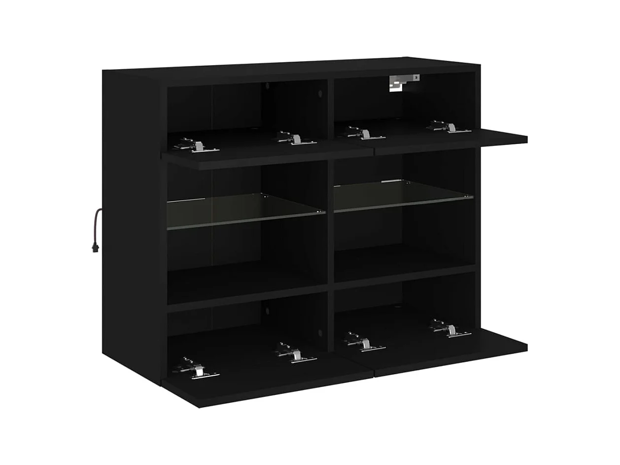 DuBois  Meuble TV mural avec lumières LED noir 78,5x30x60,5 cm