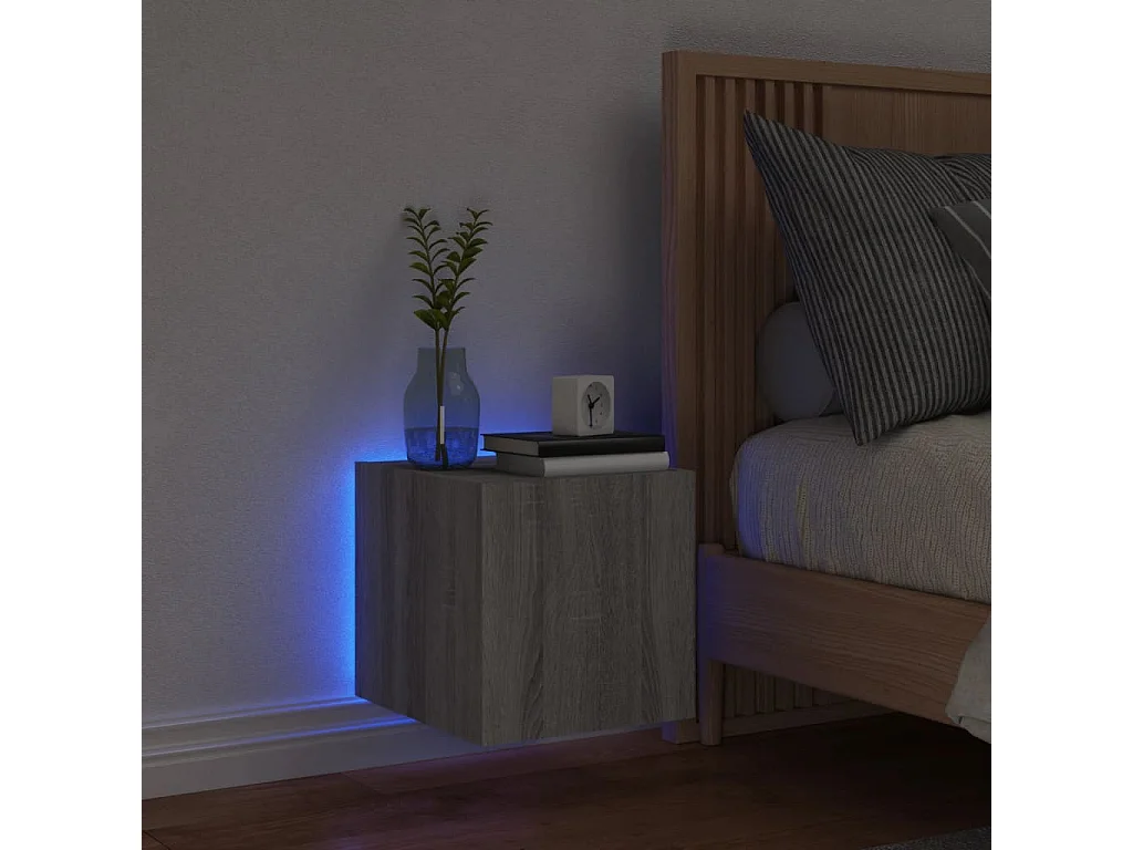 Gerben  Meuble TV mural avec lumières LED sonoma gris 30,5x35x30 cm