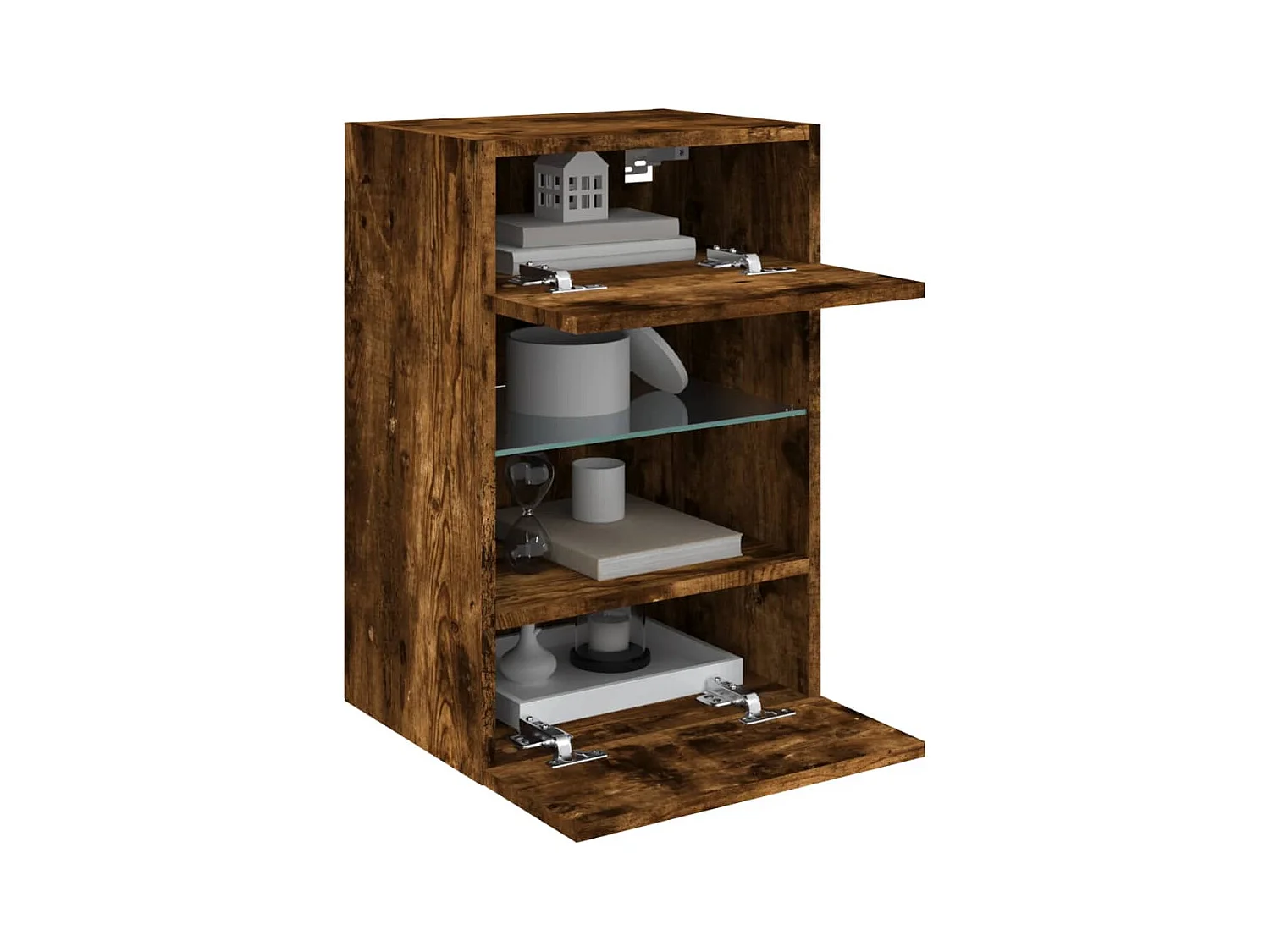 Prolenta Premium -  Meubles TV muraux et lumières LED 2pcs chêne fumé 40x30x60,5 cm