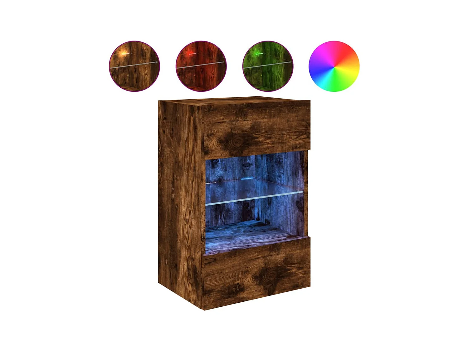 Prolenta Premium -  Meubles TV muraux et lumières LED 2pcs chêne fumé 40x30x60,5 cm