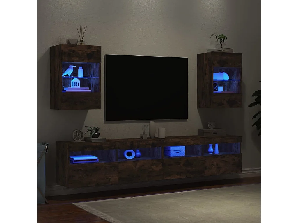 Prolenta Premium -  Tv-wandmeubels met LED 2 st 40x30x60,5 cm gerookt eikenkleurig