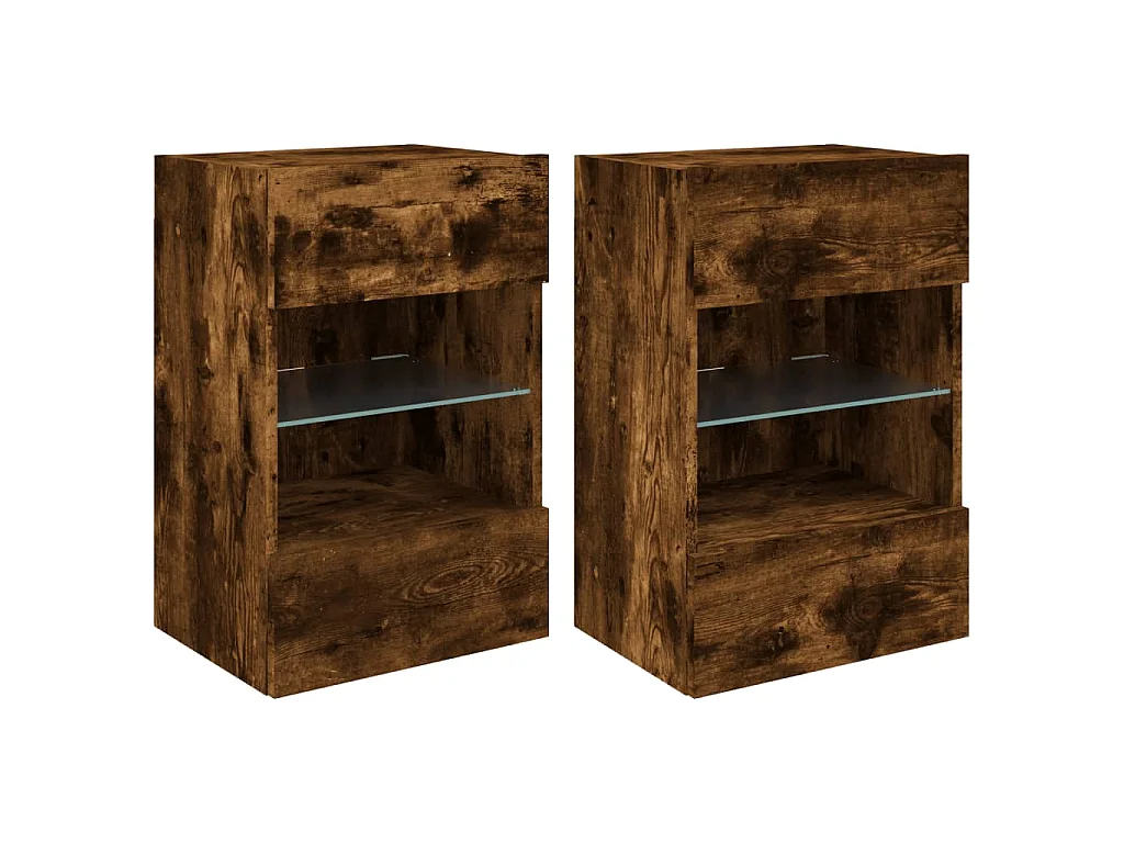 Prolenta Premium -  Tv-wandmeubels met LED 2 st 40x30x60,5 cm gerookt eikenkleurig