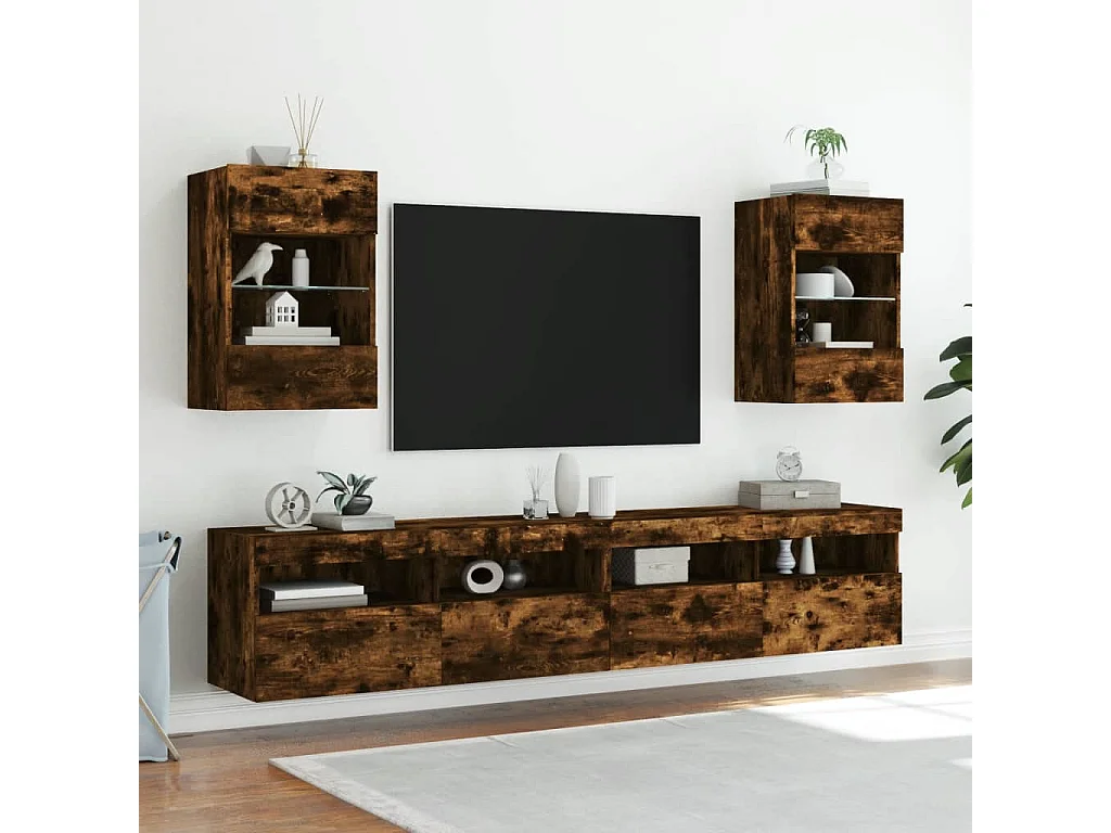 Prolenta Premium -  Tv-wandmeubels met LED 2 st 40x30x60,5 cm gerookt eikenkleurig
