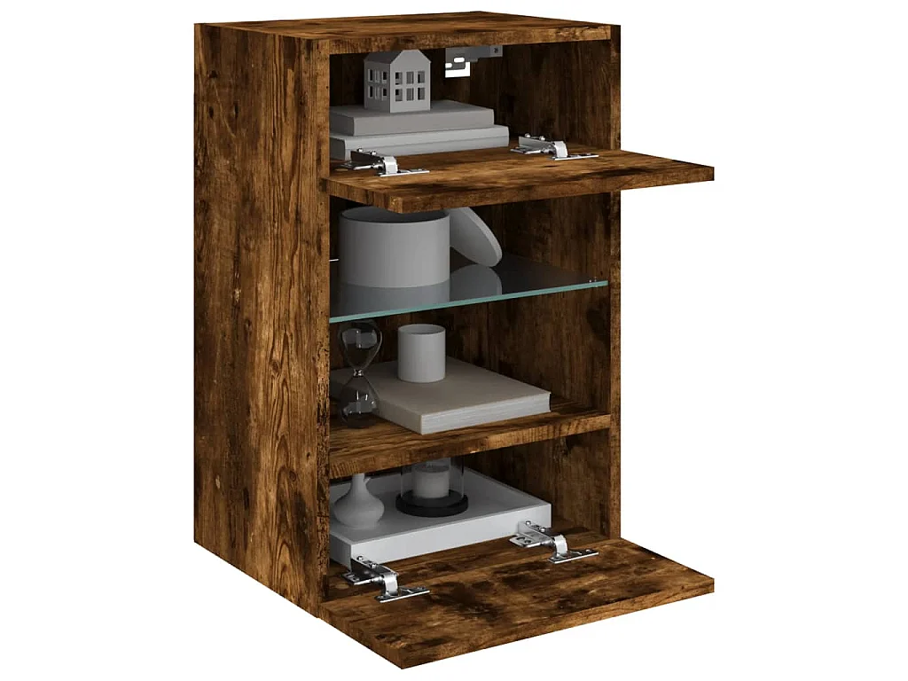 Prolenta Premium -  Tv-wandmeubels met LED 2 st 40x30x60,5 cm gerookt eikenkleurig