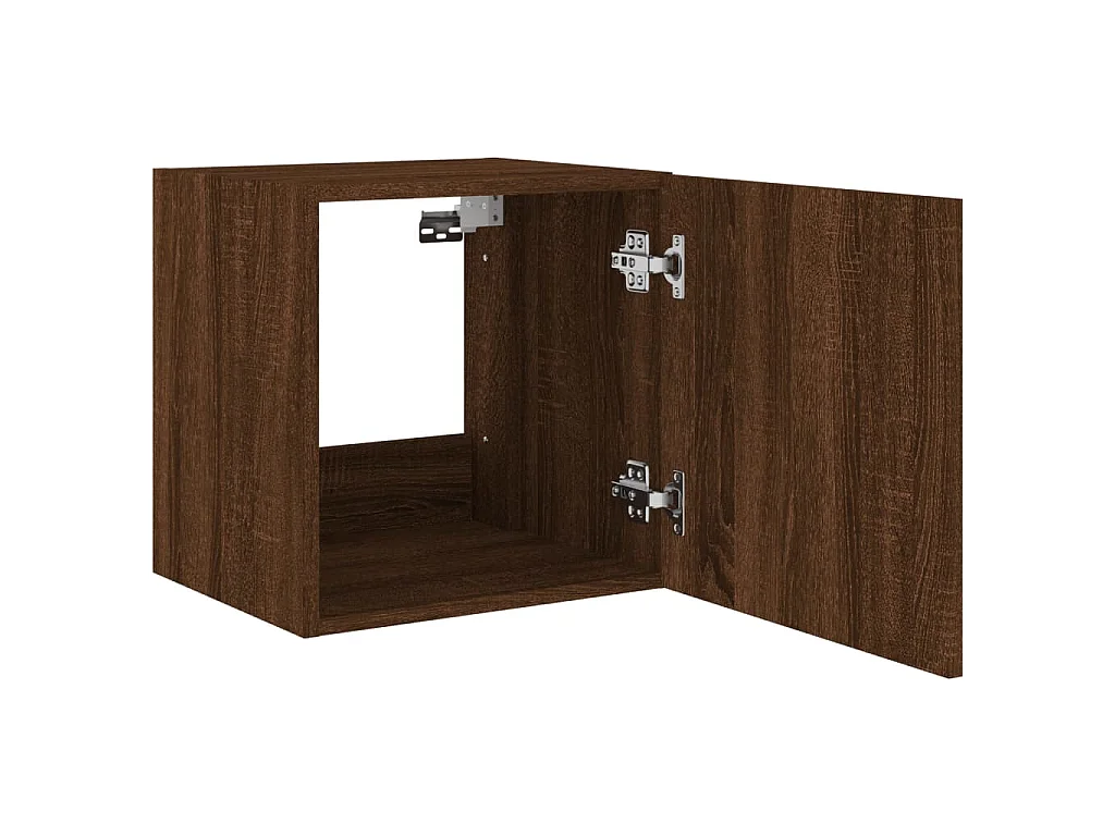 Gerben  Mueble de TV de pared con luces LED marrón roble 40,5x35x40 cm
