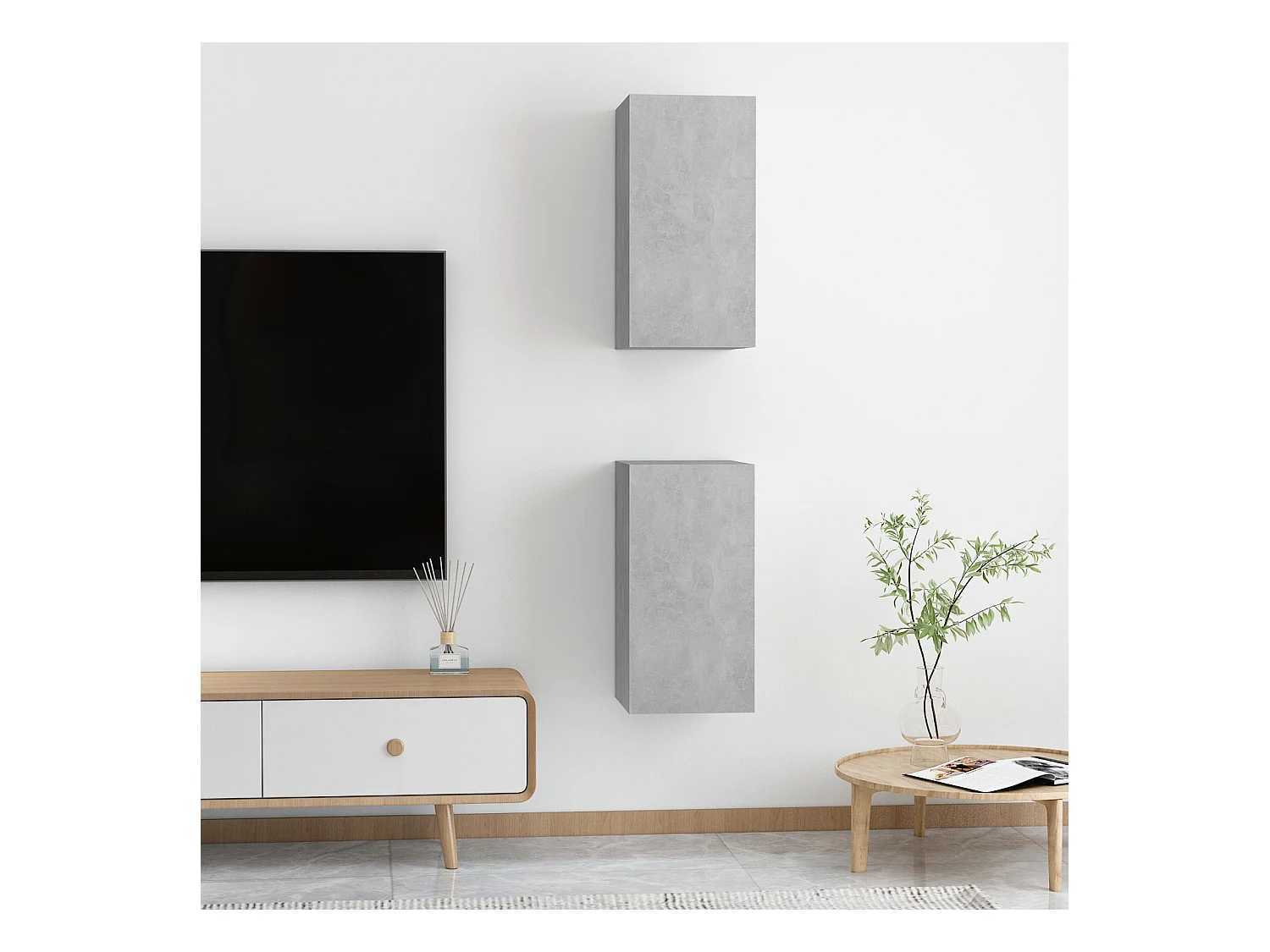 Hoeselt  Tv-meubelen 2 st 30,5x30x60 cm bewerkt hout betongrijs