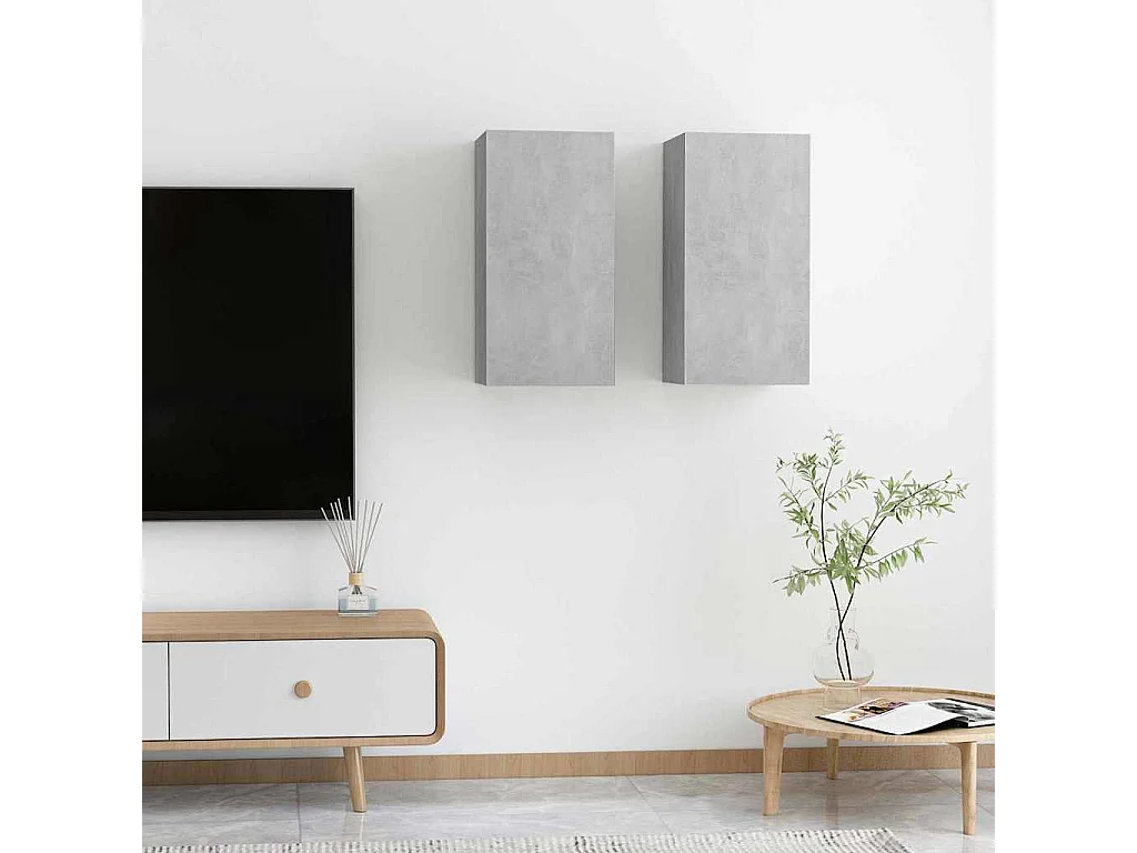 Hoeselt  Muebles para TV 2 uds contrachapada gris hormigón 30,5x30x60 cm