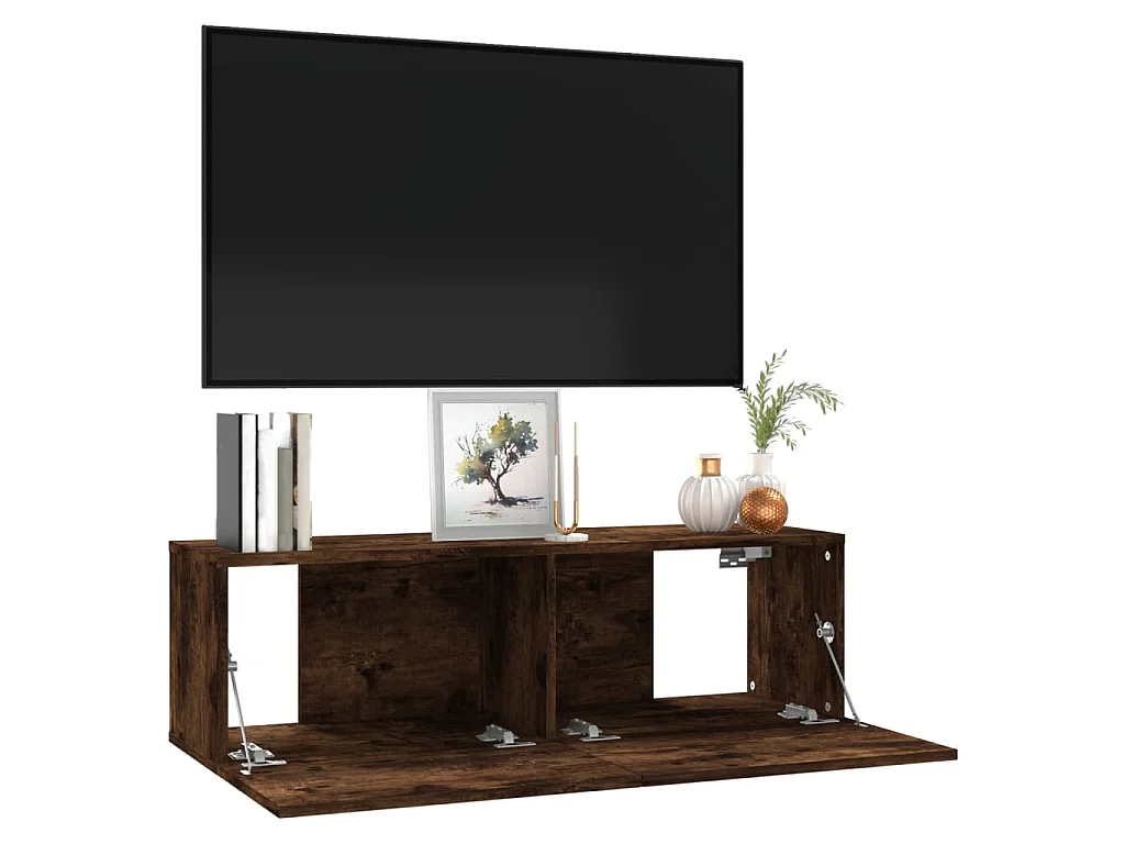 Mitchel  Mueble de TV madera contrachapada roble ahumado 100x30x30 cm