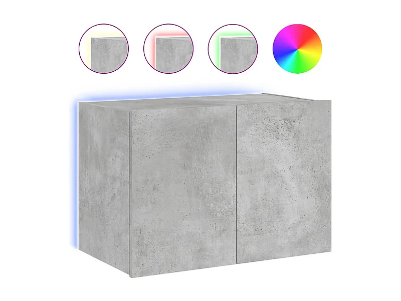 Gerben  Mueble de TV de pared con luces LED gris hormigón 60x35x41 cm