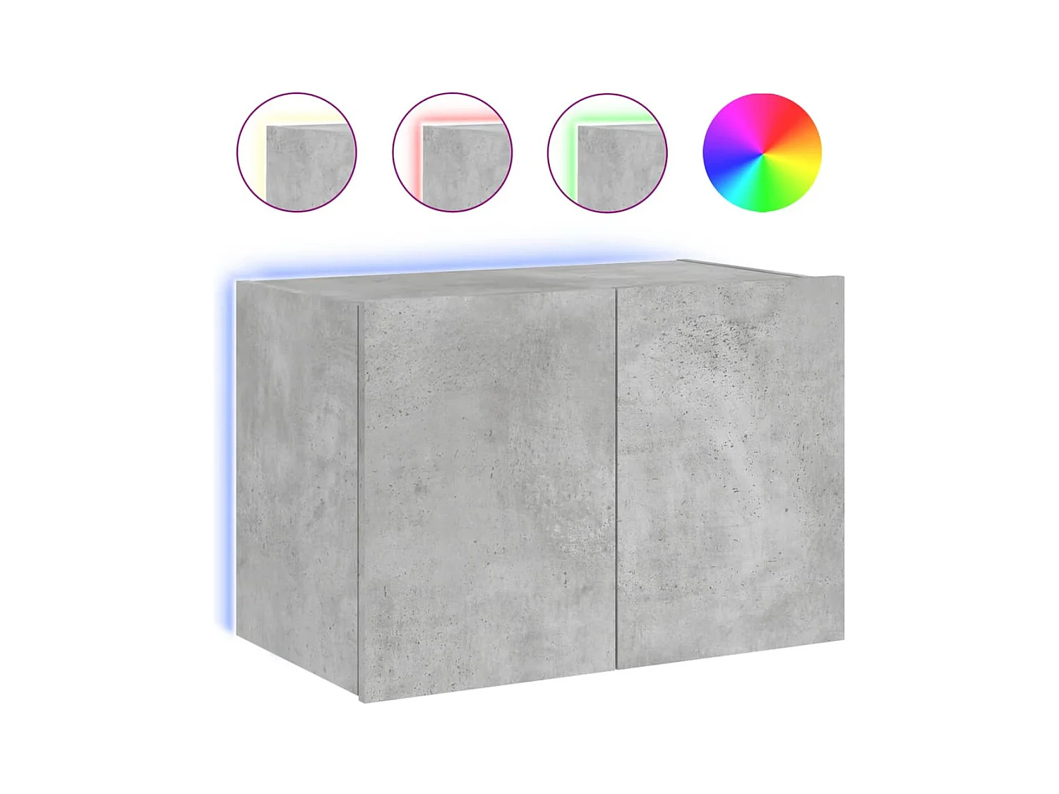 Gerben  Meuble TV mural avec lumières LED gris béton 60x35x41 cm