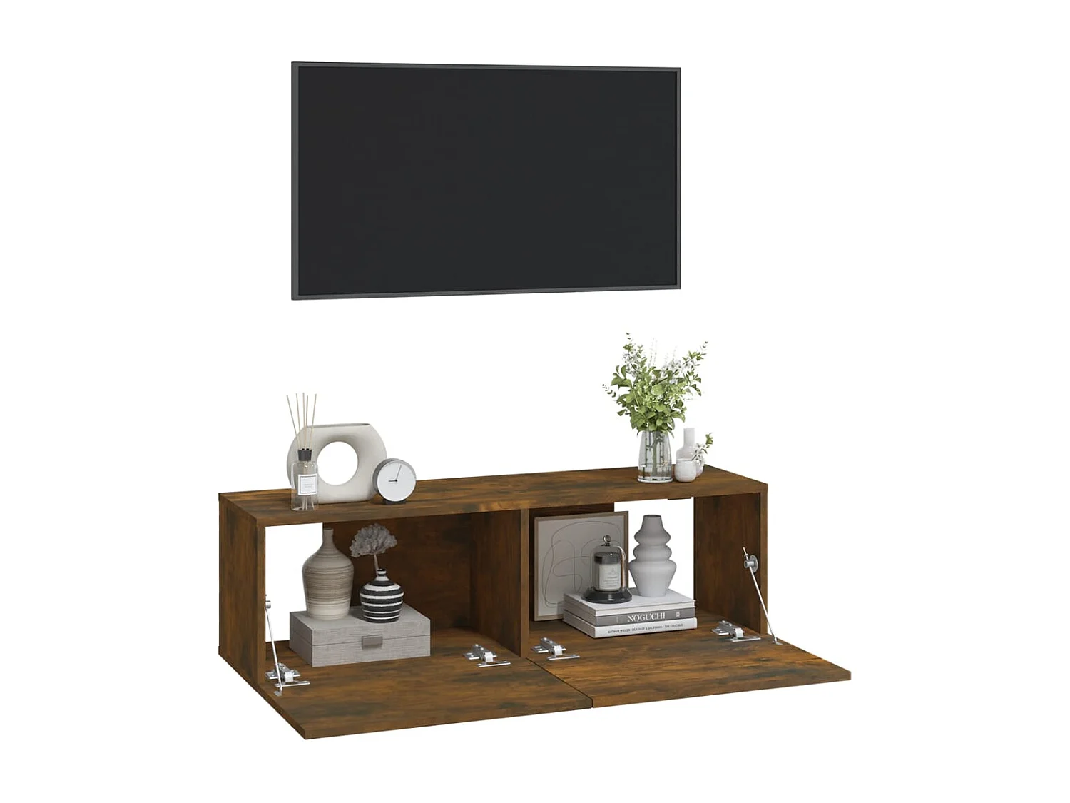 Lorien  Tv-wandmeubels 2 st 100x30x30 cm bewerkt hout gerookt eiken