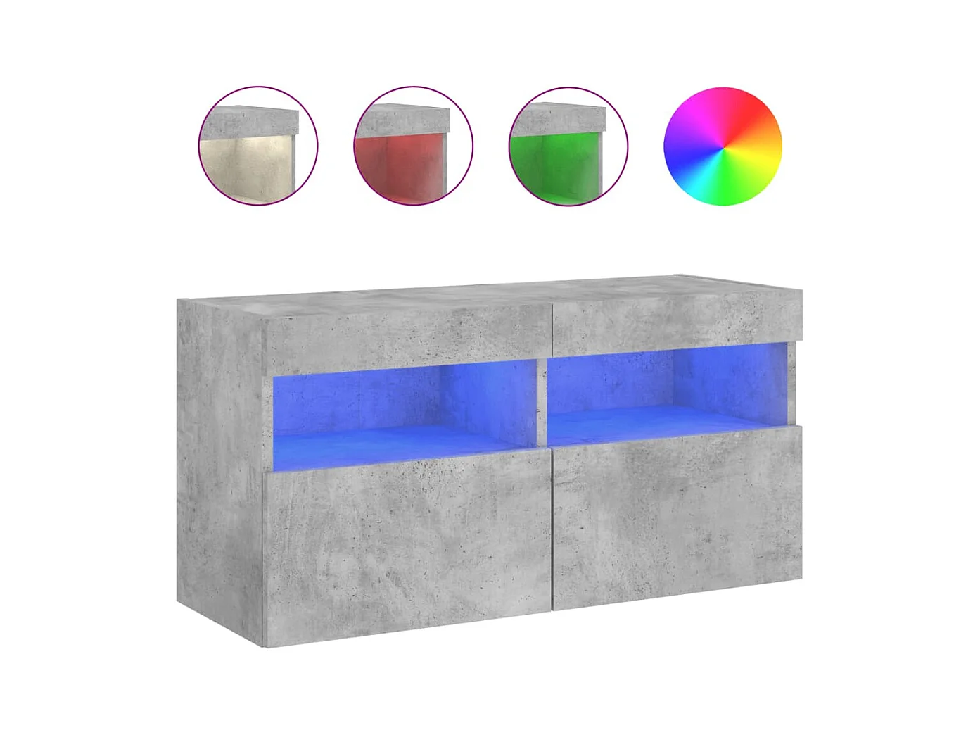 Ølstykke  Meuble TV mural avec lumières LED gris béton 80x30x40 cm