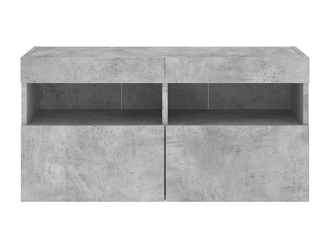 Ølstykke  Meuble TV mural avec lumières LED gris béton 80x30x40 cm