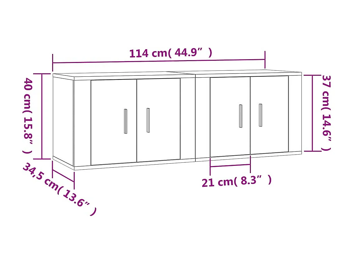 Crofton  Meubles TV muraux 2 pcs sonoma gris 57x34,5x40 cm