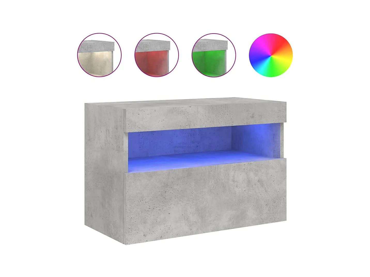 Ølstykke  Meuble TV mural avec lumières LED gris béton 60x30x40 cm