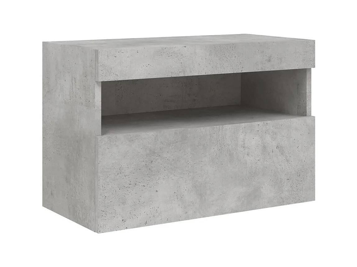 Ølstykke  Meuble TV mural avec lumières LED gris béton 60x30x40 cm