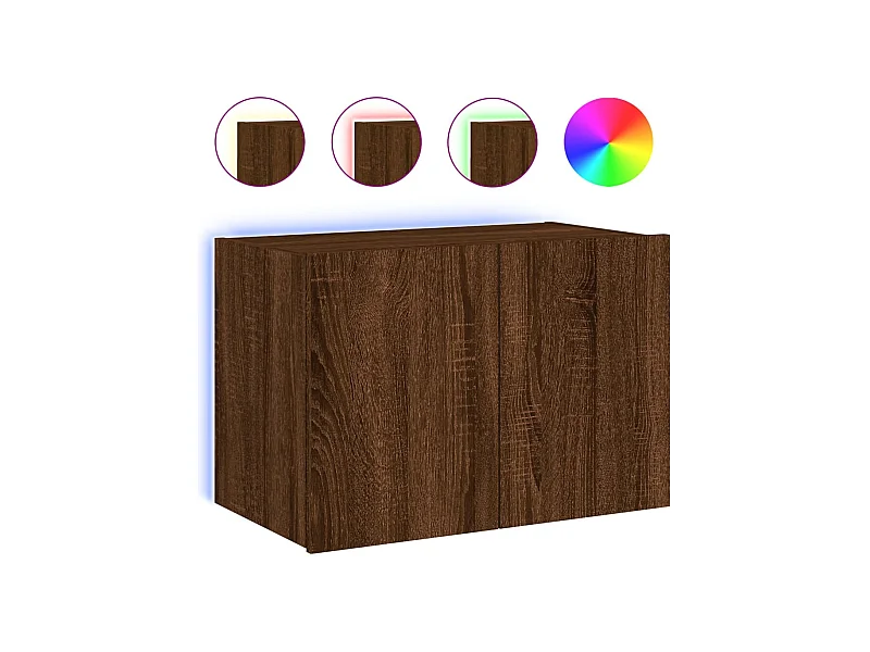 Gerben  Tv-wandmeubel met LED-verlichting 60x35x41 cm bruin eikenkleur