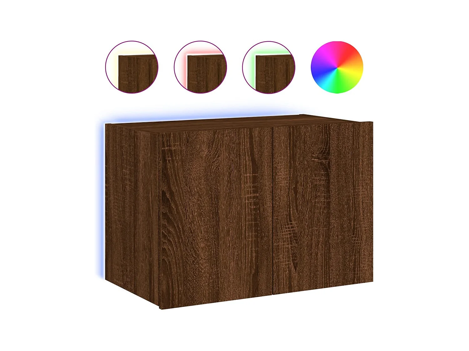 Gerben  Mueble de TV de pared con luces LED marrón roble 60x35x41 cm