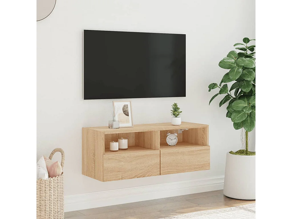 Sil  Mueble de pared TV madera ingeniería roble Sonoma 80x30x30 cm