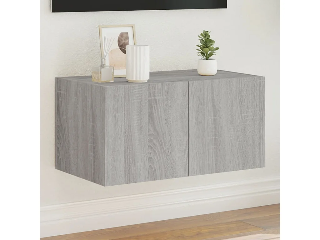 Gerben  Meuble TV mural avec lumières LED sonoma gris 60x35x31 cm