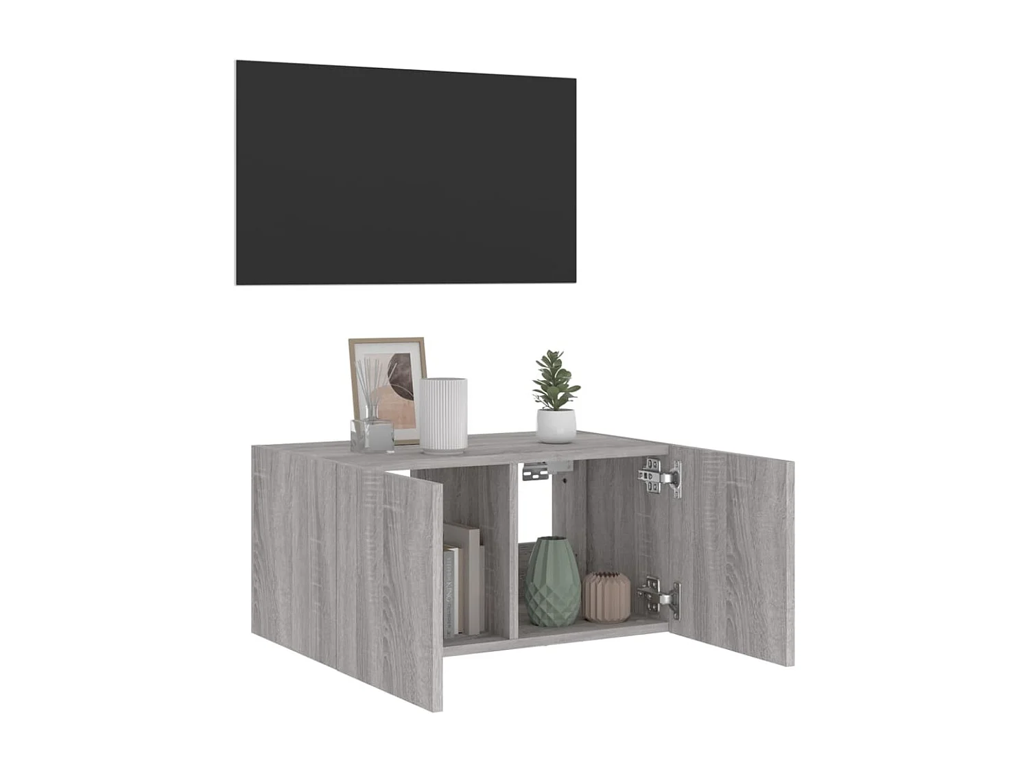Gerben  Meuble TV mural avec lumières LED sonoma gris 60x35x31 cm