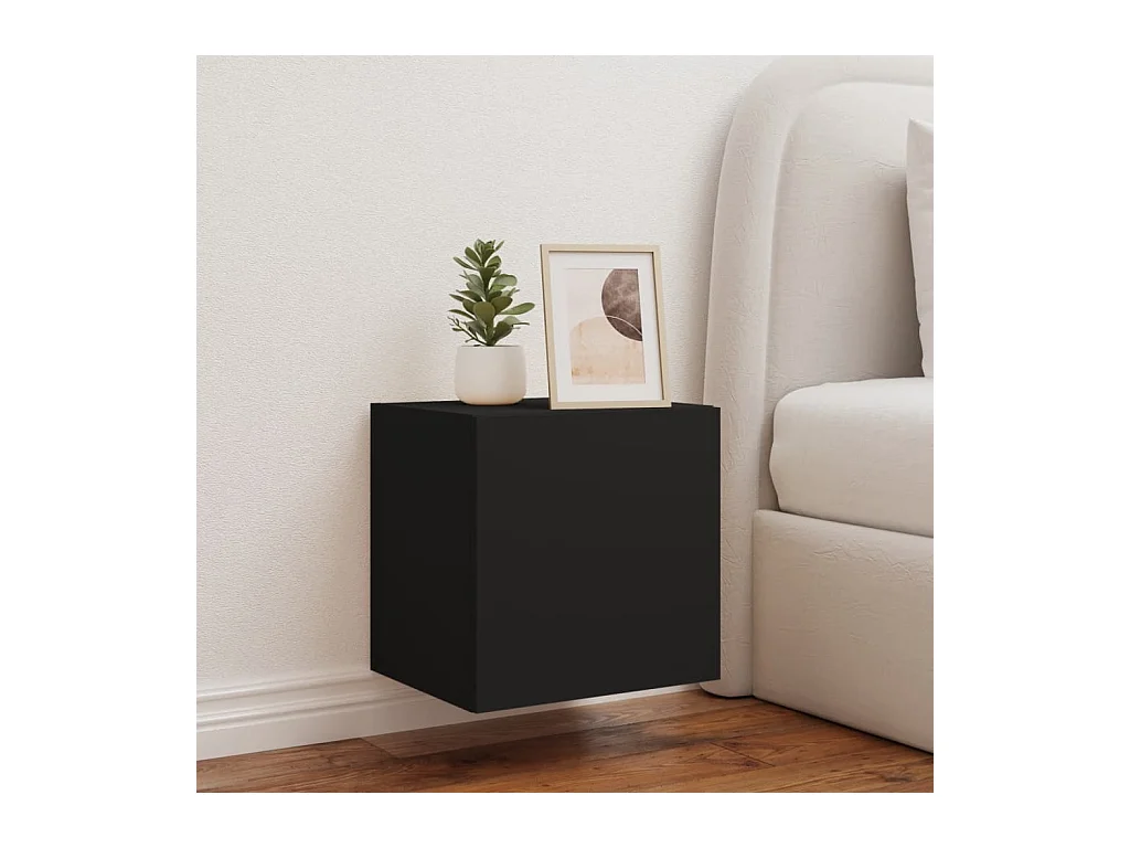 Gerben  Meuble TV mural avec lumières LED noir 40,5x35x40 cm