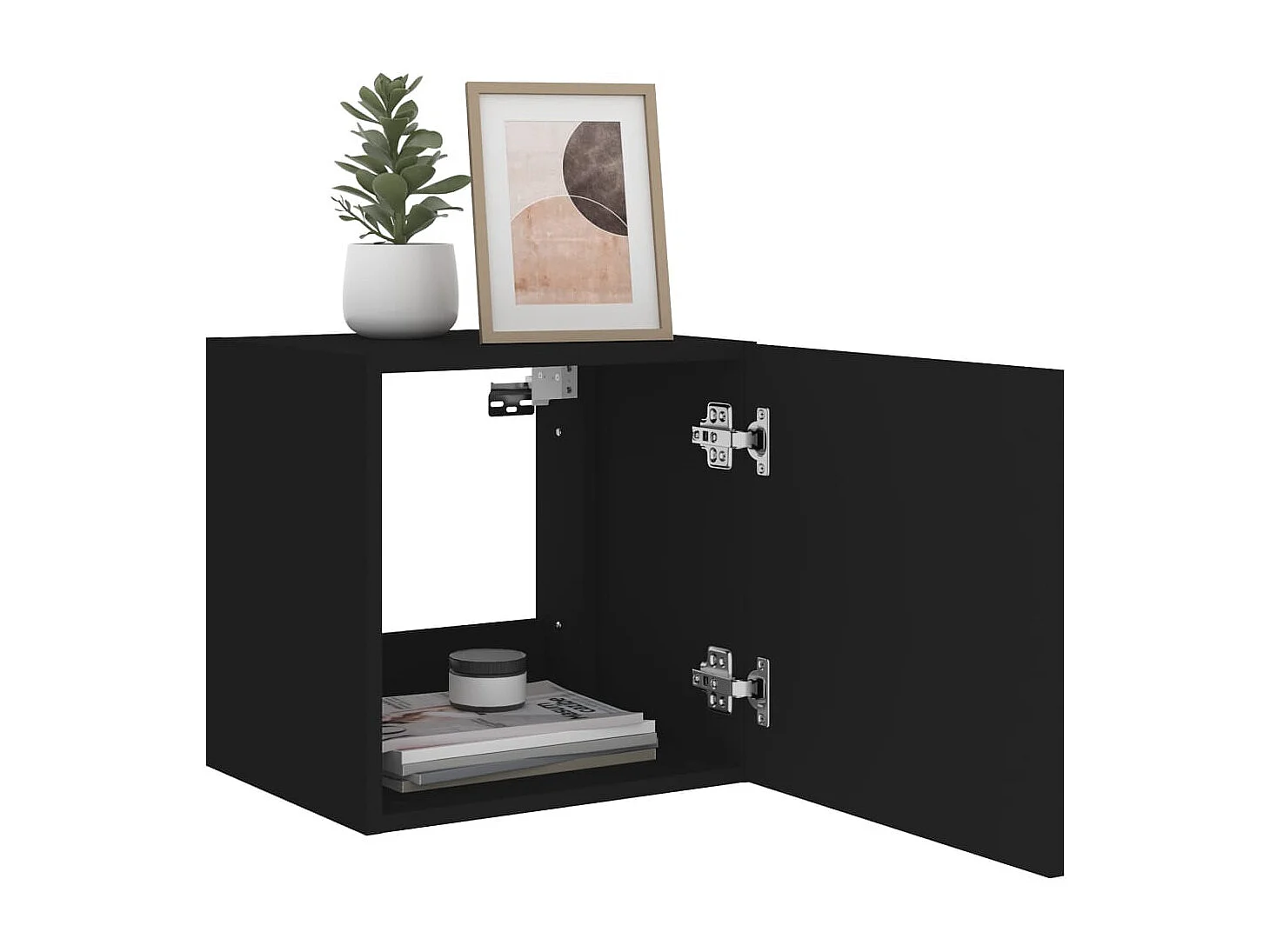 Gerben  Meuble TV mural avec lumières LED noir 40,5x35x40 cm