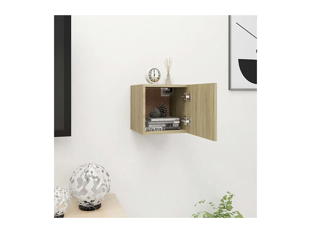 Ahakista  Meuble TV mural Chêne sonoma 30,5x30x30 cm