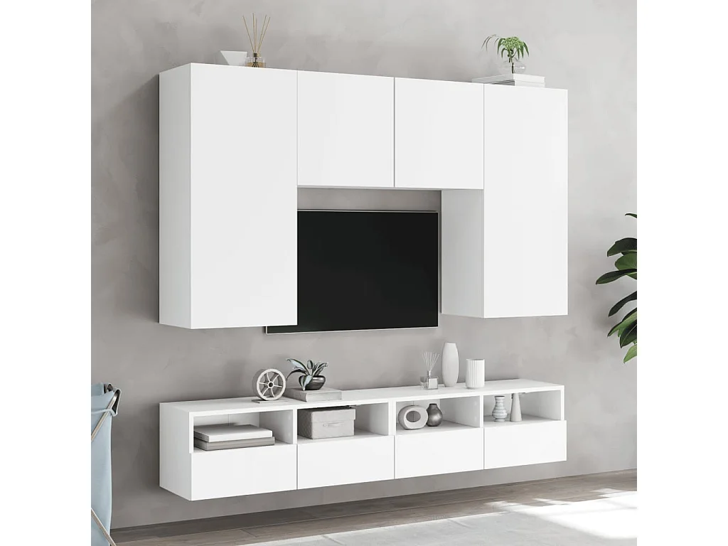 Sil  Meuble TV mural blanc 100x30x30 cm bois d'ingénierie