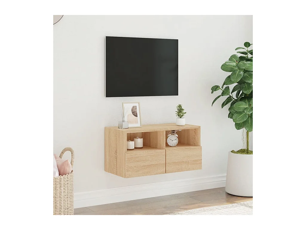 Sil  Meuble TV mural chêne sonoma 60x30x30 cm bois d'ingénierie