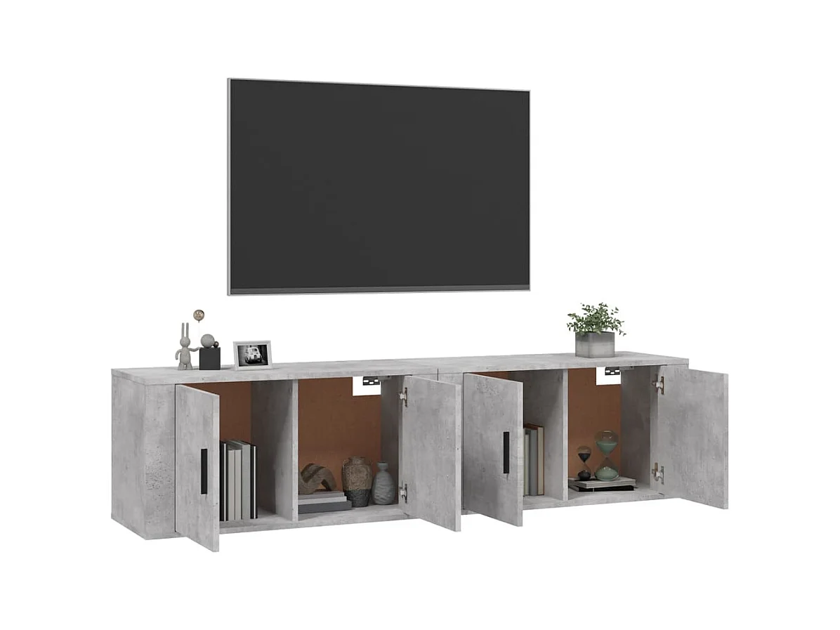 Crofton  Muebles para TV de pared 2 uds gris hormigón 80x34,5x40 cm