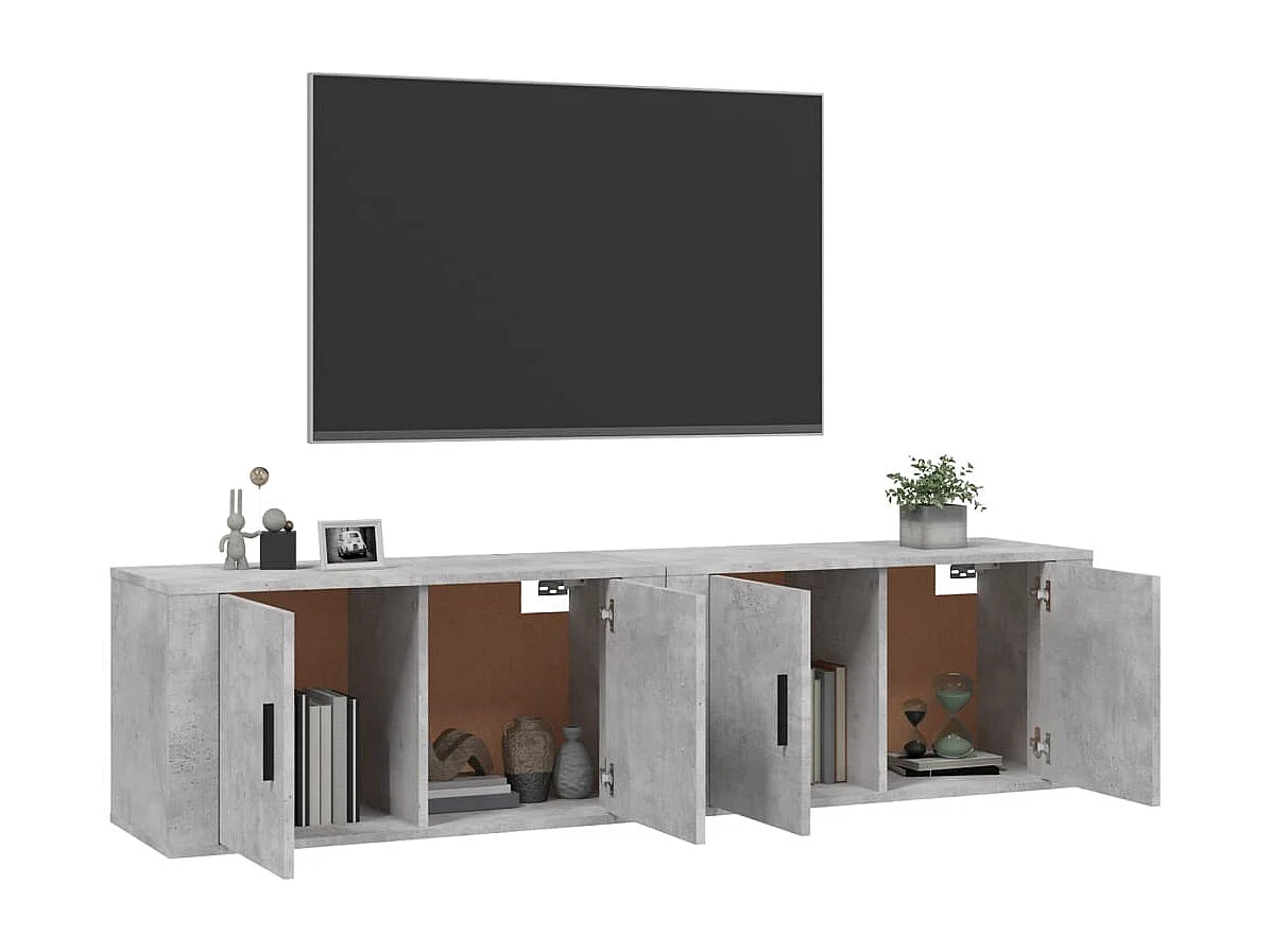 Crofton  Muebles para TV de pared 2 uds gris hormigón 80x34,5x40 cm