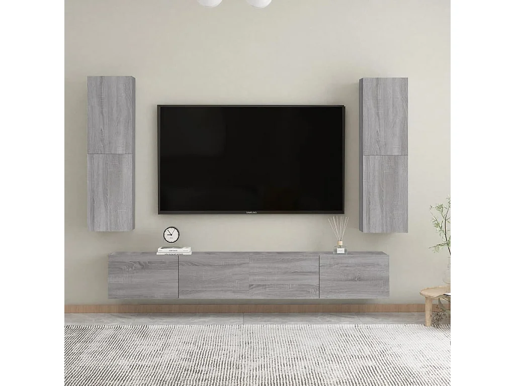 Hoeselt  Mueble para TV de pared gris Sonoma 30,5x30x110 cm